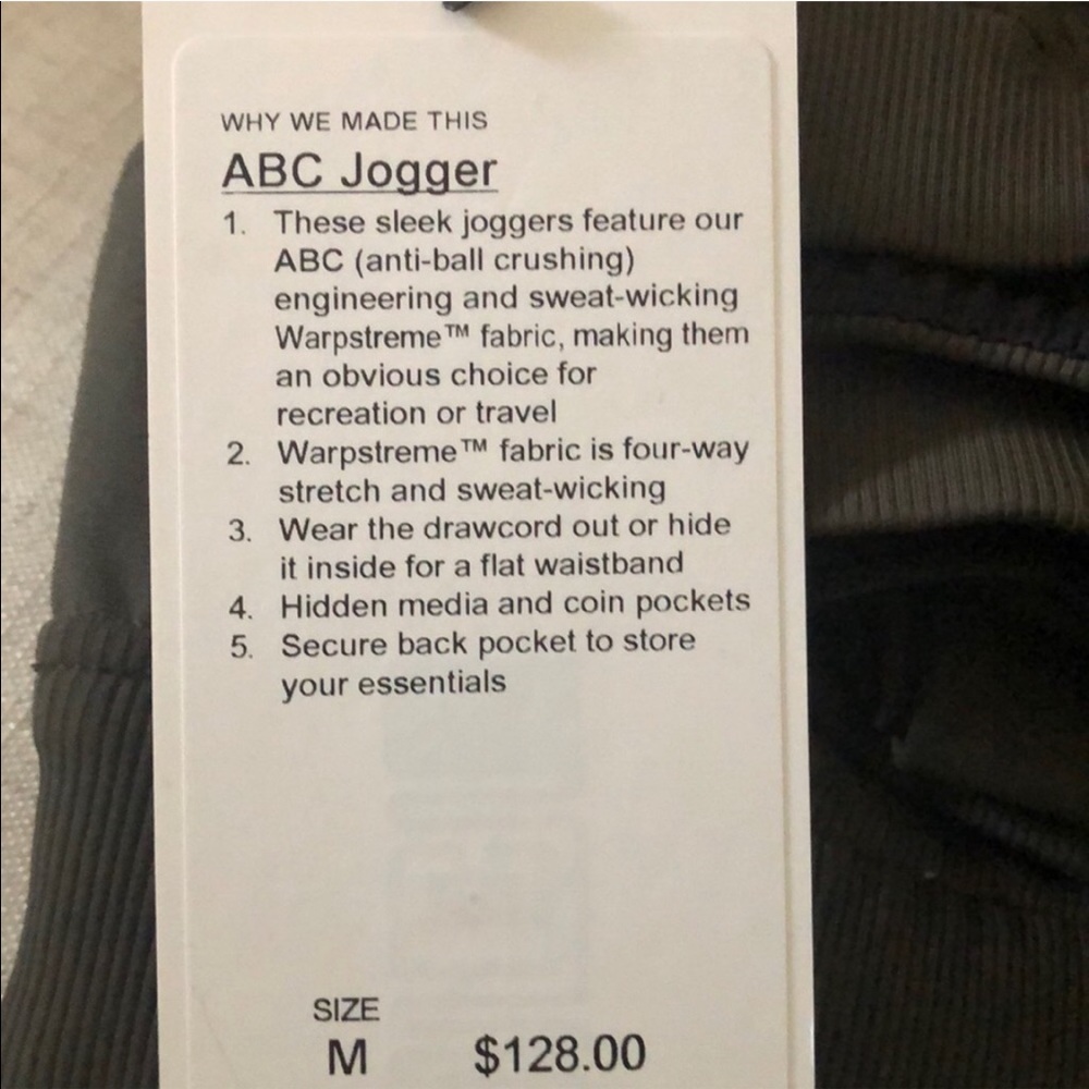 NWT LULULEMON ABC (ANTI-BALL CRUSH) JOGGER - Picture 7 of 7
